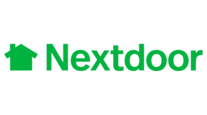 Nextdoor logo image showing a green house icon and the word “Nextdoor.