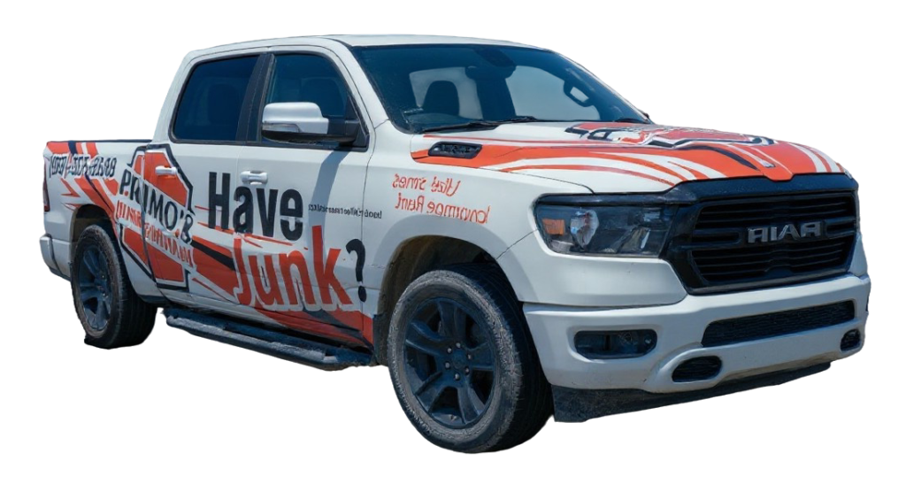 White pickup truck with advertising design