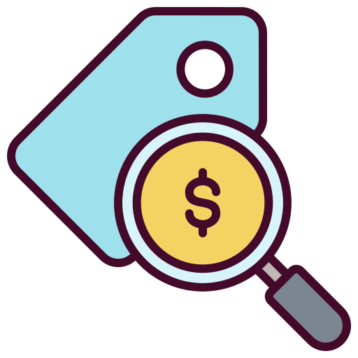 Magnifying glass over price tag